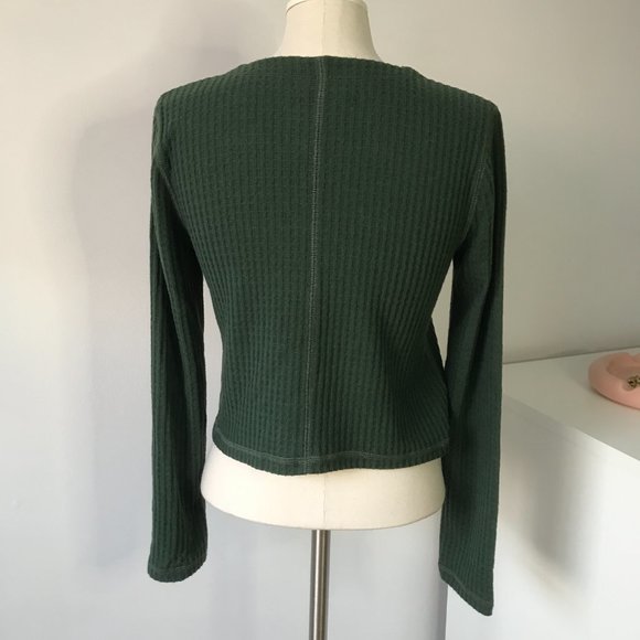 Abercrombie & Fitch Cropped Dark Green Cardigan - Picture 3 of 6